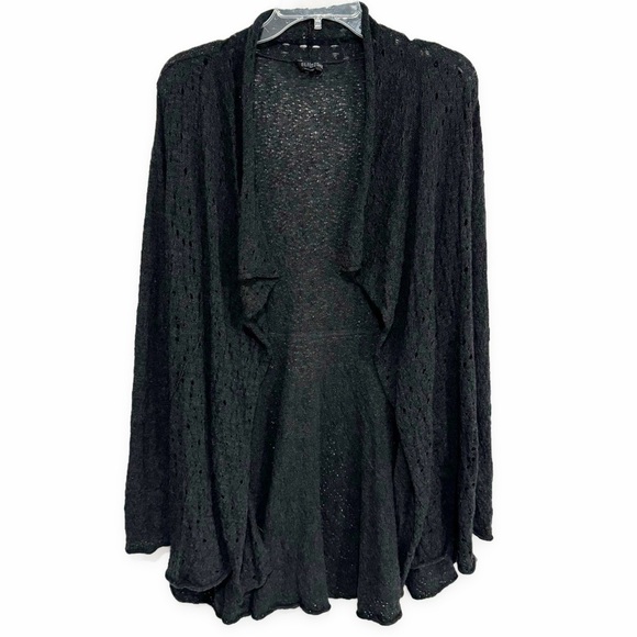 Eileen Fisher | Waterfall Open Cardigan Cotton Charcoal Size Petite Small - Picture 1 of 5